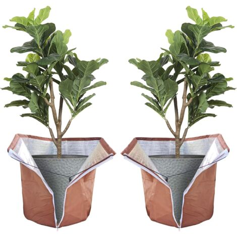 Sac de protection contre le gel pour plantes en pot 40 x 40 cm (2 pièces), protection hivernale, avec fermeture éclair et cordon de serrage, facile à installer, conserve la chaleur (1/5)