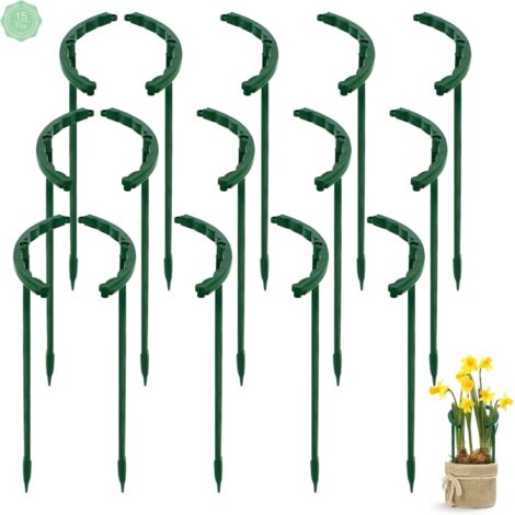 Supports pour plantes (15 pièces), petits supports pour plantes d'intérieur, supports semi-circulaires pour pots de fleurs, bâtonnets en plastique de 25 x 15 mm