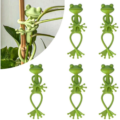 Lot de 5 supports pour plantes grimpantes en forme de grenouille, 2026. Nouveau support mignon pour pot de fleurs en forme de grenouille, idéal pour les plantes grimpantes. (1/5)