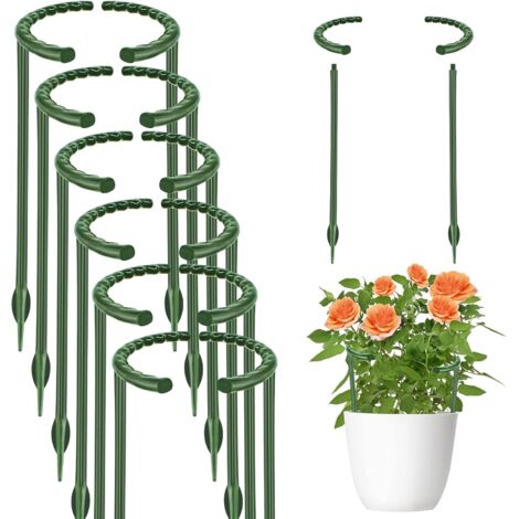 12 supports de jardin pour plantes, supports demi-ronds, supports en plastique pour pots de fleurs, supports grimpants pour petites plantes, fleurs et légumes (14,5 x 25 cm) (1/5)