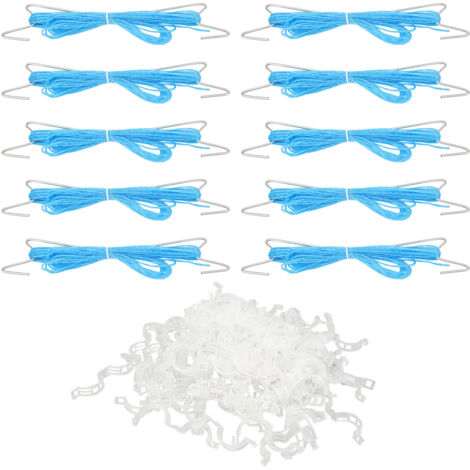 Lot de 10 supports à tomates en fer avec 10 mètres de ficelle pour plantes de jardin, pour éviter que les tomates ne soient écrasées ou ne tombent, bleu (1/5)