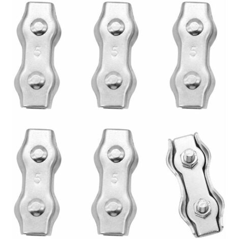 Lot de 6 colliers de serrage duplex M5 en acier inoxydable pour câble de 4 mm². (1/5)