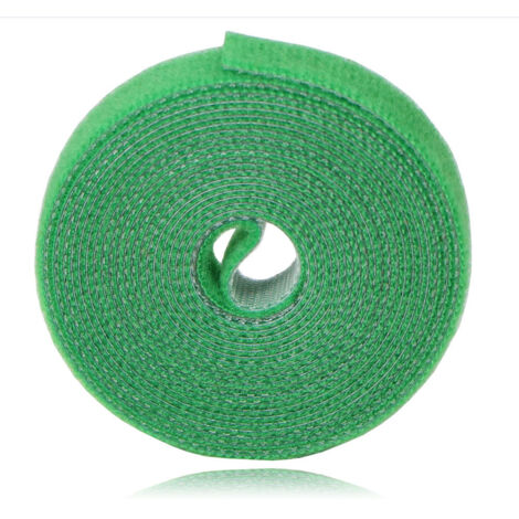 Lot de 2 attaches pour plantes de jardin, rouleaux de ruban adhésif en nylon réutilisables pour plantes grimpantes - 10 mm x 5 m - vert (1/3)