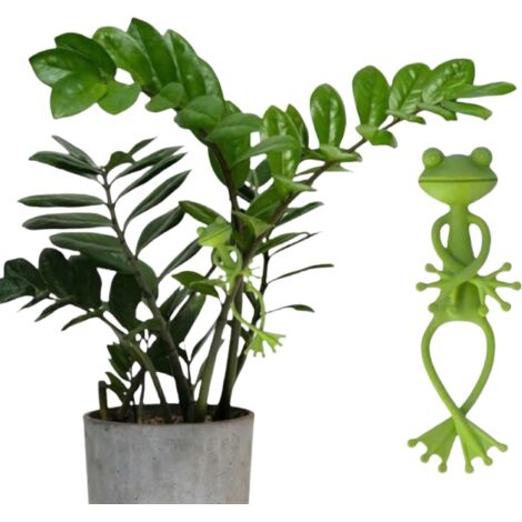 Lot de 5 supports et fixations pour plantes en forme de grenouille verte – Fixations adhésives résistantes aux UV pour pots de fleurs, idéales pour les plantes d'intérieur et d'extérieur – Gain de pla (1/4)