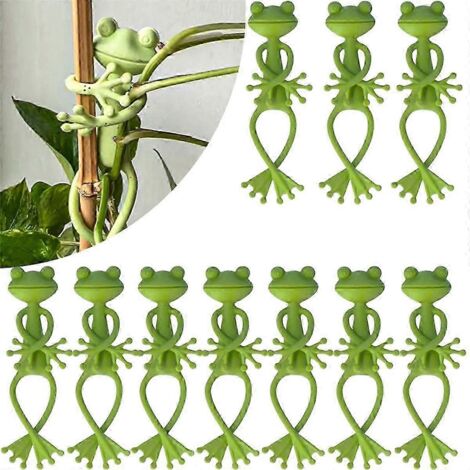 Lot de 10 supports pour plantes en forme de grenouille, supports verts pour plantes en forme de grenouille, supports mignons pour petites plantes en pot (1/5)