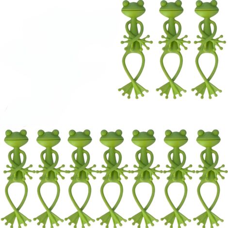 10 supports à plantes verts en forme de grenouilles, supports en PP mignons et stables, adaptés aux petites plantes en pot et aux plantes succulentes, parfaits pour la décoration de jardin. (1/5)