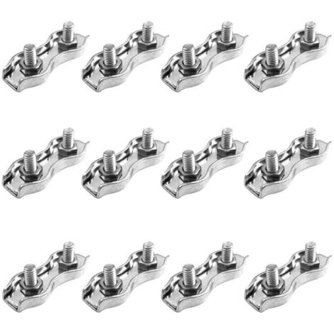 Lot de 12 colliers duplex M2, colliers duplex pour câbles en acier, colliers duplex en acier inoxydable 304 pour câbles de 2 mm². (1/4)