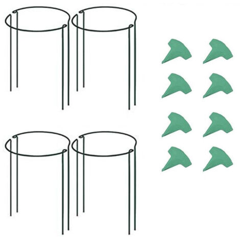Lot de 8 supports de jardin demi-ronds en métal vert, anneaux de support, bordures de jardin, 21 x 35 cm (1/5)