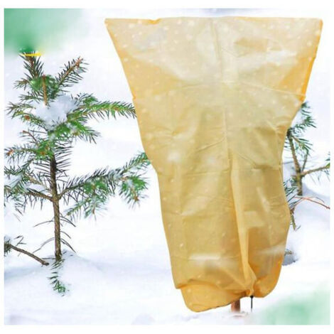 Housse de protection pour plantes, sac chauffant d'hiver pour plantes de jardin 80 x 60 cm, housse de protection contre le gel avec cordon de serrage pour fleurs et arbustes d'extérieur (beige) (1/5)