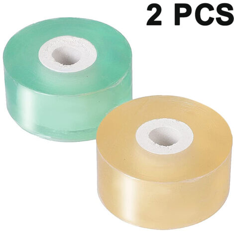 Lot de 2 rubans de greffage extensibles pour jardin, rubans de réparation pour plantes, film floral pour arbres fruitiers en fleurs et ruban de bourgeonnement en polyéthylène (jaune, vert) (1/5)
