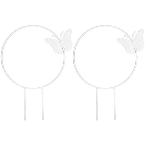 [LLC] 2 treillis à papillons pour plantes grimpantes en fer, jolis treillis pour plantes en pot décoratives, fleurs rondes (1/5)