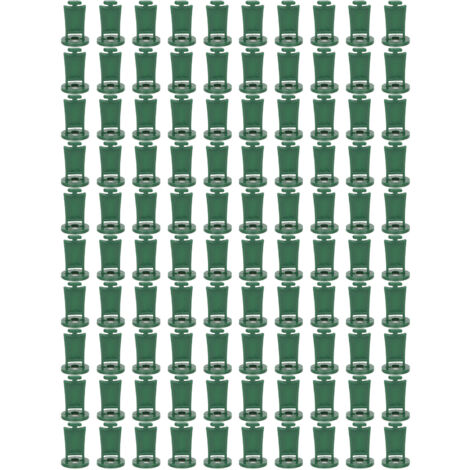 Lot de 100 crochets de serre, supports de charge 20 kg, pinces modernes vertes pour pots de fleurs et arrosoirs. (1/5)