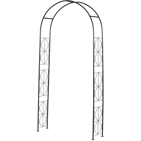 Arche de treillage pour plantes, treillis de jardin, toit en métal noir 114 x 30 x 230 cm (1/5)