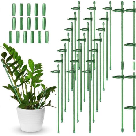 30 tuteurs de support réglables pour plantes, tuteur de 30 cm pour anneaux de support de plantes de jardin avec 60 pinces et 15 tubes de connexion (1/5)