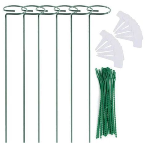 Lot de 6 tuteurs pour plantes - Tuteur individuel de 45 cm (18 pouces) pour jardin, anneau de support pour cage à plantes, tuteur (1/5)
