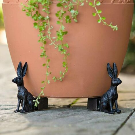 Lot de 3 supports pour plantes, supports pour pots de fleurs adaptés aux animaux de compagnie, pieds en résine faits main, pour la décoration intérieure ou extérieure (1/5)