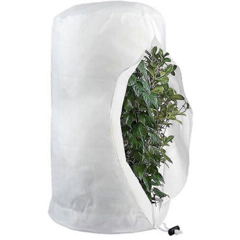 Sacs de protection contre le gel pour plantes, housses de protection réutilisables avec cordon de serrage, sacs en polaire pour jardin, blanc hiver (1/5)