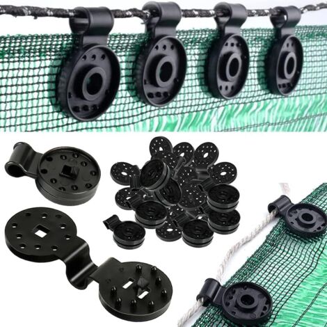 Lot de 100 pinces pour toile d'ombrage, grandes tailles, robustes et à verrouillage, de qualité supérieure, idéales pour serres, jardins et filets. (1/5)