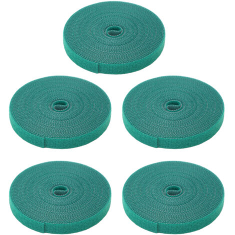 Lot de 5 rouleaux de sangles auto-adhésives réutilisables à scratch pour plantes, sangles de support vertes pour jardin (1/5)