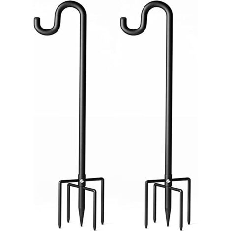 Lot de 120 cm de crochets de jardin réglables en hauteur en acier inoxydable avec base à 5 branches pour paniers de fleurs, mangeoires à oiseaux et décoration intérieure - Bleu (1/5)