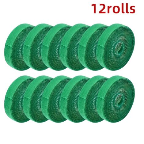 Lot de 12 tuteurs adhésifs pour plantes, sangles de jardin réglables de 100 cm, vert (1/5)