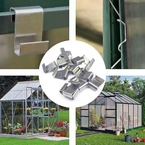 Clips de fixation en acier inoxydable pour serres, lot de 50, pour le chevauchement des vitres, jardinage (1/3)