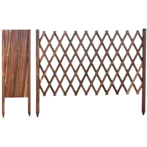 Treillis extensible pour jardin extérieur, clôture en bois rétractable avec motif losange décoratif, clôture en bois autoportante pour jardin, pelouse ou balcon (1/4)