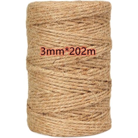 Ficelle de jute, ficelle de jardin, corde de jute naturelle, ficelle pour arts et loisirs créatifs, pour le jardinage, la décoration, l'emballage cadeau, les créations artistiques (3202M) (1/5)
