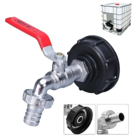 Adaptateur pour réservoir d'eau IBC 1/2", robinet pour réservoir 1000 L, robinet de sortie IBC S60x6, raccord de tuyau pour réservoir d'eau, robinet d'irrigation (1/4)