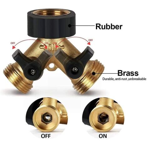 Raccord, connecteur de tuyau, robinet double pour machine à laver, séparateur en Y à 2 voies, 3/4 pouces pour raccorder 2 appareils, pour robinet de jardin, adaptateur pour baignoire (1/4)