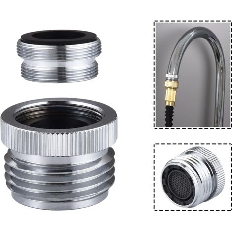 Adaptateur de robinet avec aérateur, adaptateur pour robinet d'évier vers tuyau d'arrosage, adaptateur pour robinet vers tuyau d'arrosage pour cuisine et salle de bain, filetage GHT 3/4" chromé (1/5)