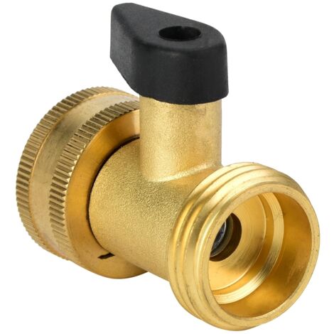 Robinet d'arrêt pour tuyau d'arrosage, en laiton massif 3/4 pouce, robuste et durable, avec adaptateur fileté pour robinet. (1/5)