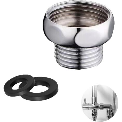 Raccord de flexible de douche SANTUO G3/4 femelle vers G1/2 mâle. Adaptateur de pommeau de douche. Raccord femelle chromé avec joint souple. (1/5)