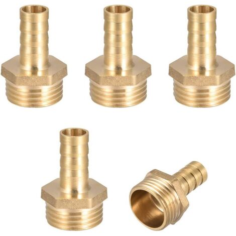 5 raccords de tuyau en laiton, connexion, adaptateur de tuyau 10 mm x G1/2 (1/4)