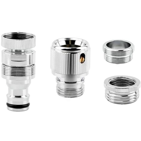 Lot de 4 adaptateurs pivotants pour robinet d'évier, raccords rapides pour tuyau d'arrosage et tuyau de douche. (1/5)