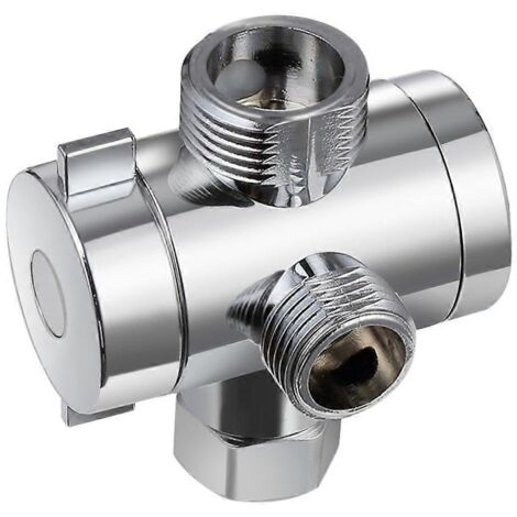 Raccord de tuyau de douche en T chromé ABS à 3 voies avec inverseur, pour robinet d'angle, bras de douche et WC. (1/5)