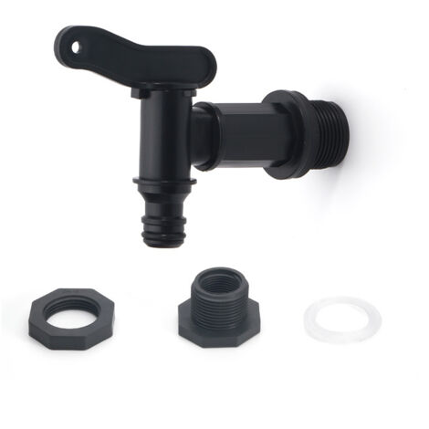 Adaptateur pour réservoir IBC avec seau à récupération d'eau de pluie et raccord de tuyau fileté 3/4". (1/5)