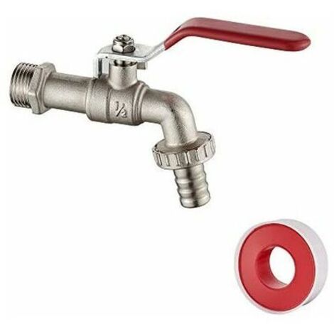 Robinet de jardin extérieur 1/2" - Robinet de jardin avec adaptateur, résistant au gel jusqu'à -10 °C, aux hautes températures jusqu'à 120 °C, antirouille, à bille, en laiton (1/5)