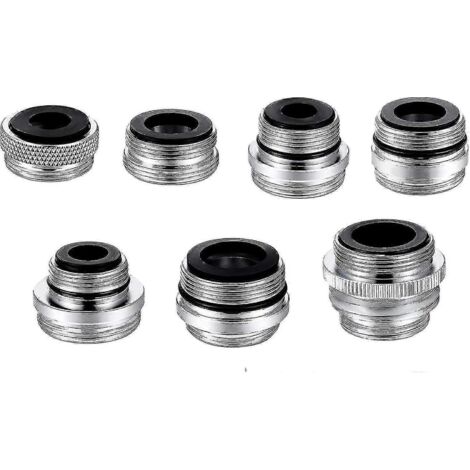Kit de 7 adaptateurs pour aérateur de robinet, accessoires de robinetterie de cuisine en laiton, adaptateurs femelle-mâle pour tuyau d'arrosage, douchette d'évier, eau. (1/5)