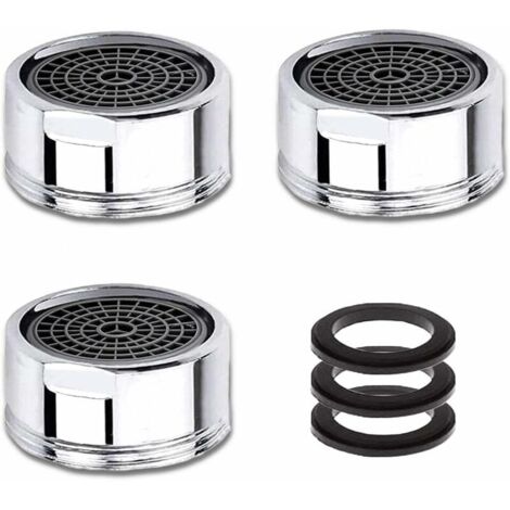 Aérateur de robinet M20, lot de 3 aérateurs de robinet à économie d'eau avec filtre en acier inoxydable, aérateur-filtre pour robinet (filetage mâle 20 mm) (1/4)