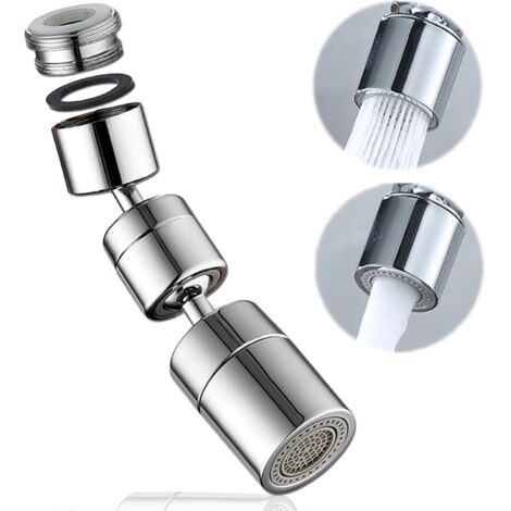 Aérateur de robinet innovant pour évier, grand angle de rotation à 360 degrés, conception économe en eau, double flux d'eau, ABS inoxydable et laiton (1/5)