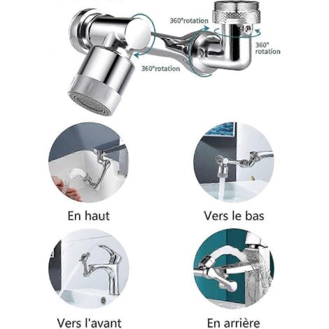 Aérateur de robinet pivotant à 1080 degrés, buse de robinet rotative, filtre anti-éclaboussures pour robinet, pulvérisateur de filtre d'extension réglable à 2 positions pour la cuisine (1/3)
