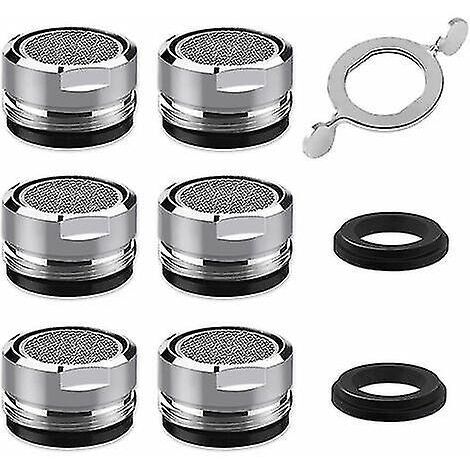 Aérateur de robinet M24, ensemble de 6 pièces pour robinets de cuisine, comprenant un filtre en acier inoxydable et ABS, 6 joints et 1 clé pour aérateur. (1/5)