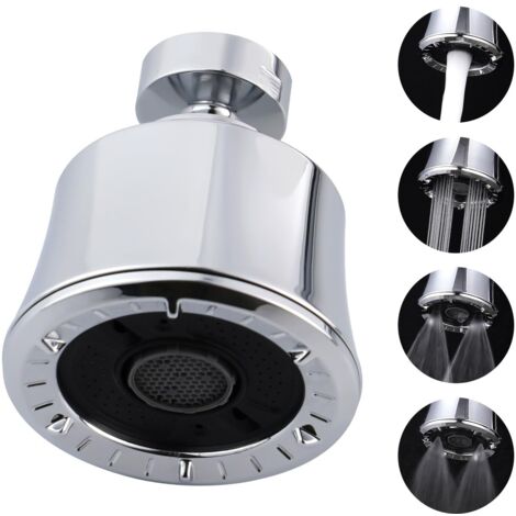 Tête de mitigeur de cuisine avec rotule métallique, adaptateur d'aérateur pour mitigeur d'évier filetage interne 55/64-27UNS, 4 positions de jet, adaptateurs supplémentaires en laiton, chromé (1/5)