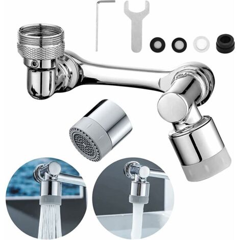 Aérateur de robinet pivotant, bec de robinet pivotant à 1080 degrés, robinet universel avec protection anti-éclaboussures, rallonge de robinet en laiton massif pour cuisine et salle de bain (1/5)