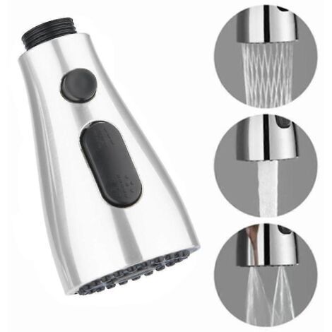 Douchette extractible pour robinet de cuisine, buse plaquée, pommeau de douche en ABS, aérateur de robinet à 3 modes (1/5)