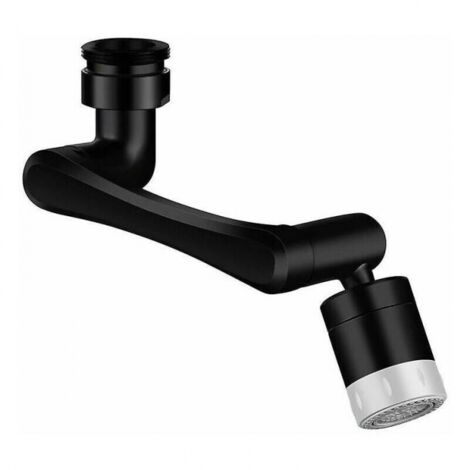 Aérateur de robinet pivotant à 1080° + 360°, couleur noire