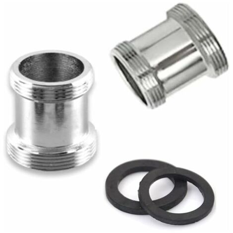 Lot de 2 adaptateurs de robinet en laiton, filetage mâle NPT 22 mm, adaptateur de connexion pour aérateur de robinet de lavabo de salle de bain, adaptateur de filtre à eau (M16 - M22) (1/4)