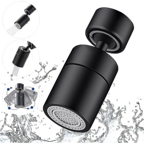 Aérateur de robinet rotatif à 360°, filtre mélangeur réglable à 2 positions pour cuisine et salle de bain, filetage intérieur 22 mm, noir, 1 pièce (1/2)