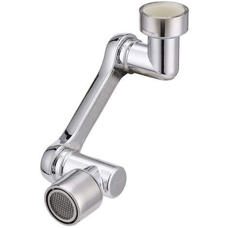 Adaptateur de raccordement pour aérateur de robinet argenté, pivotant à 1080°, pliable, jet à bulles douces, multifonctionnel, rotation à 1080° (1/5)